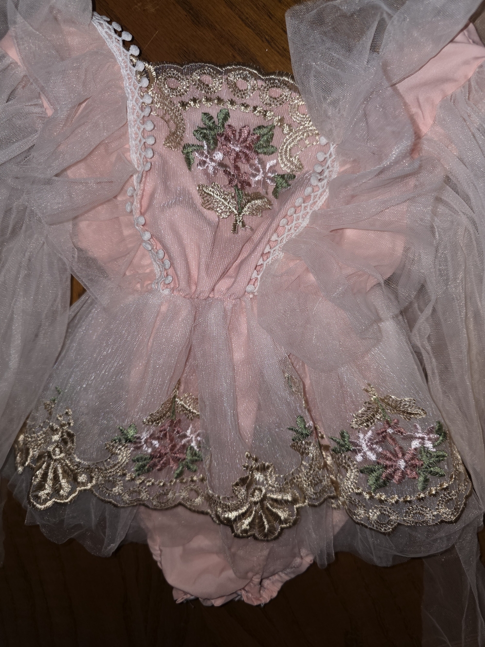 Girls Pink Floral Tulle Princess Dance Costume